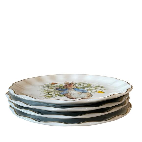 Beatrix Potter Peter Rabbit Easter Flowers & Butterflies Dinner Plates Set of 4 - Picture 4 of 15